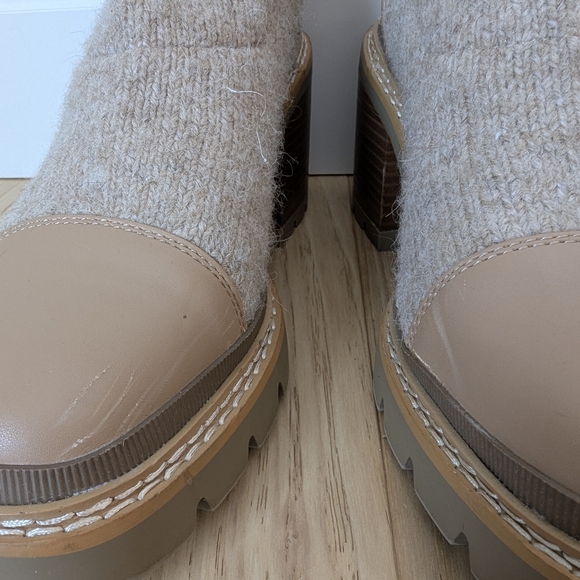 Sam Edelman Rozanna Knit Bootie Mixed-Media Lug Sole Heel - Picture 5 of 8